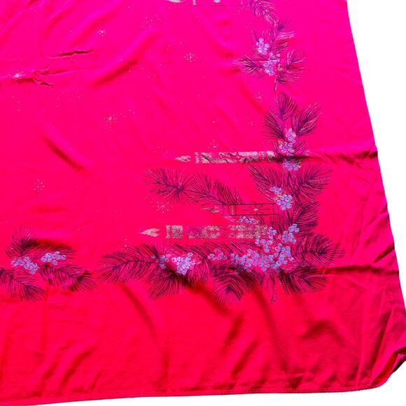 Vtg Christmas CALIFORNIA HAND PRINTS Tablecloth circa 1950s 64" x 51" Red - Picture 8 of 16